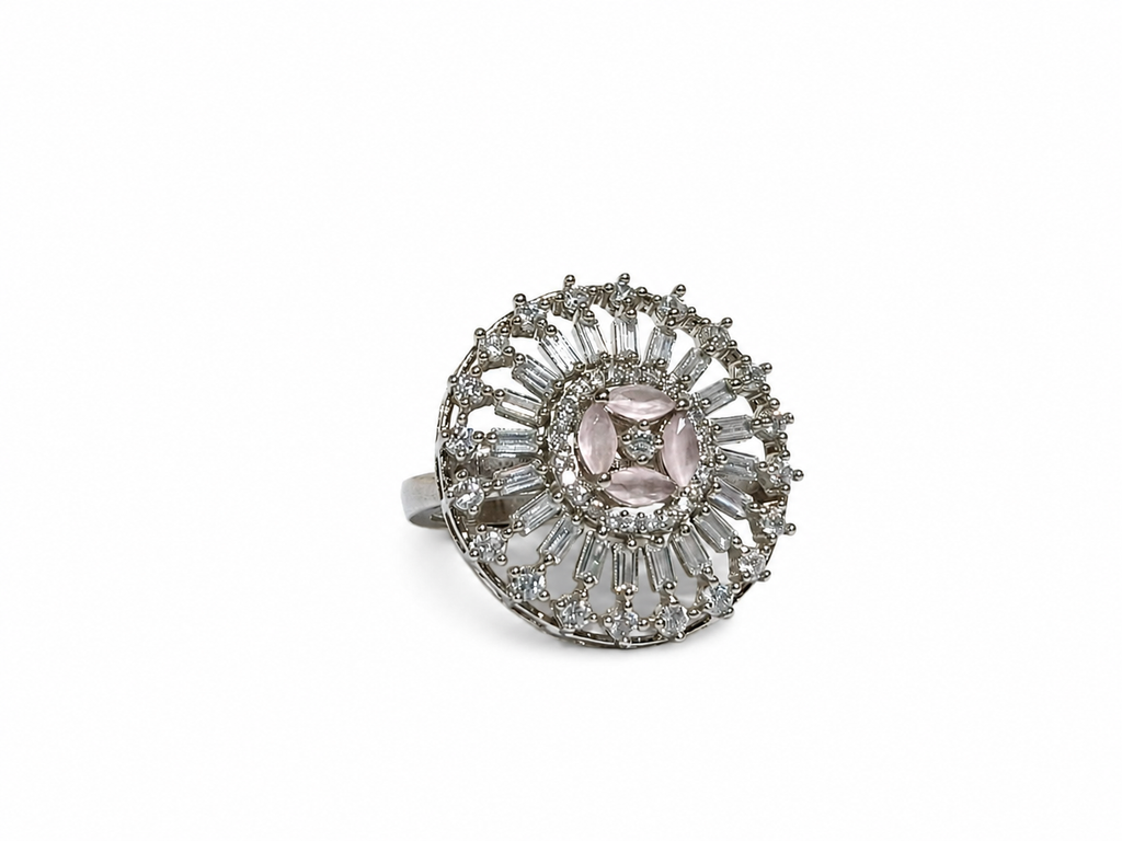 Kritharth Jewels Blush Bloom Crystal Statement Ring