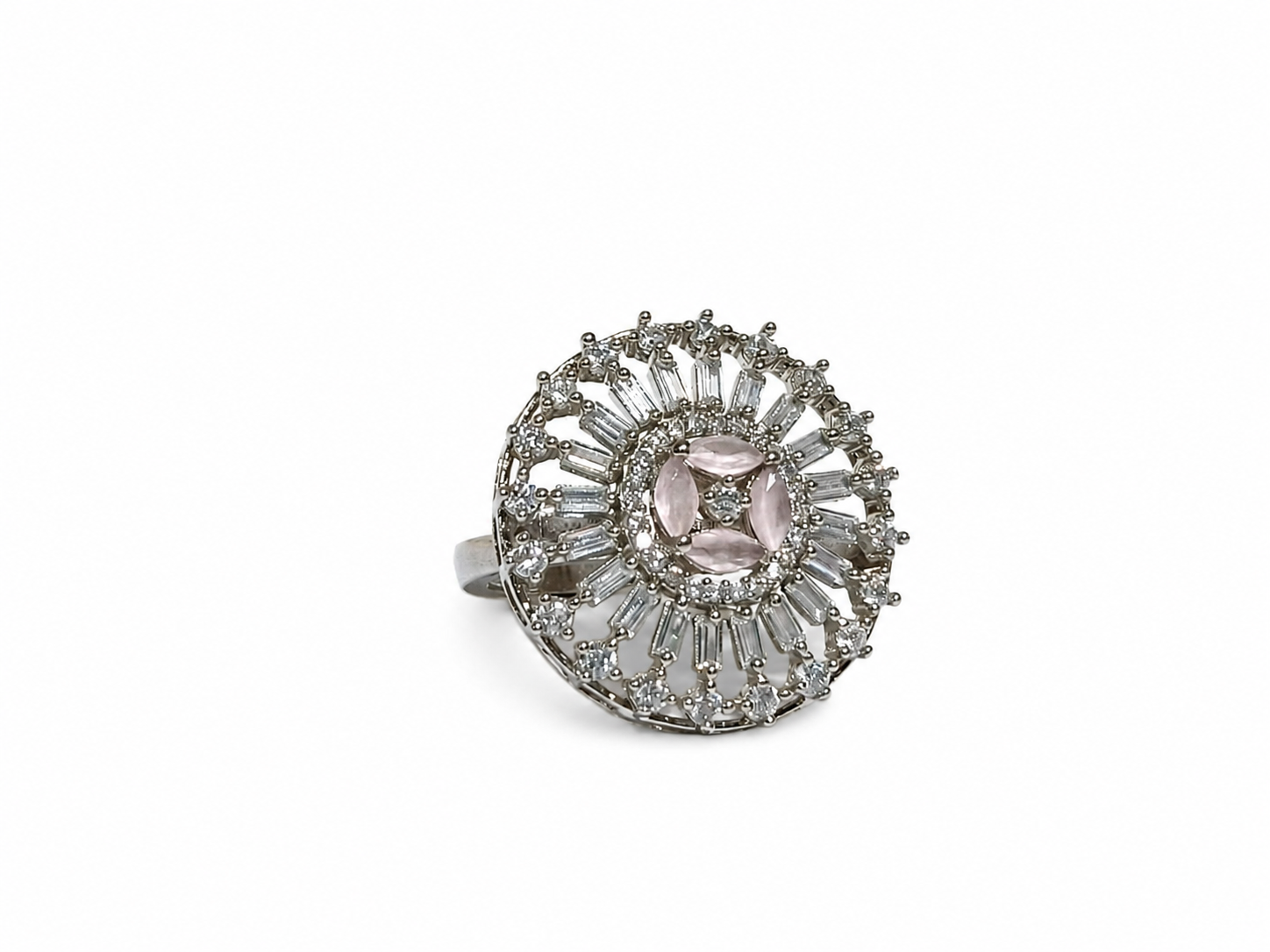 Kritharth Jewels Blush Bloom Crystal Statement Ring