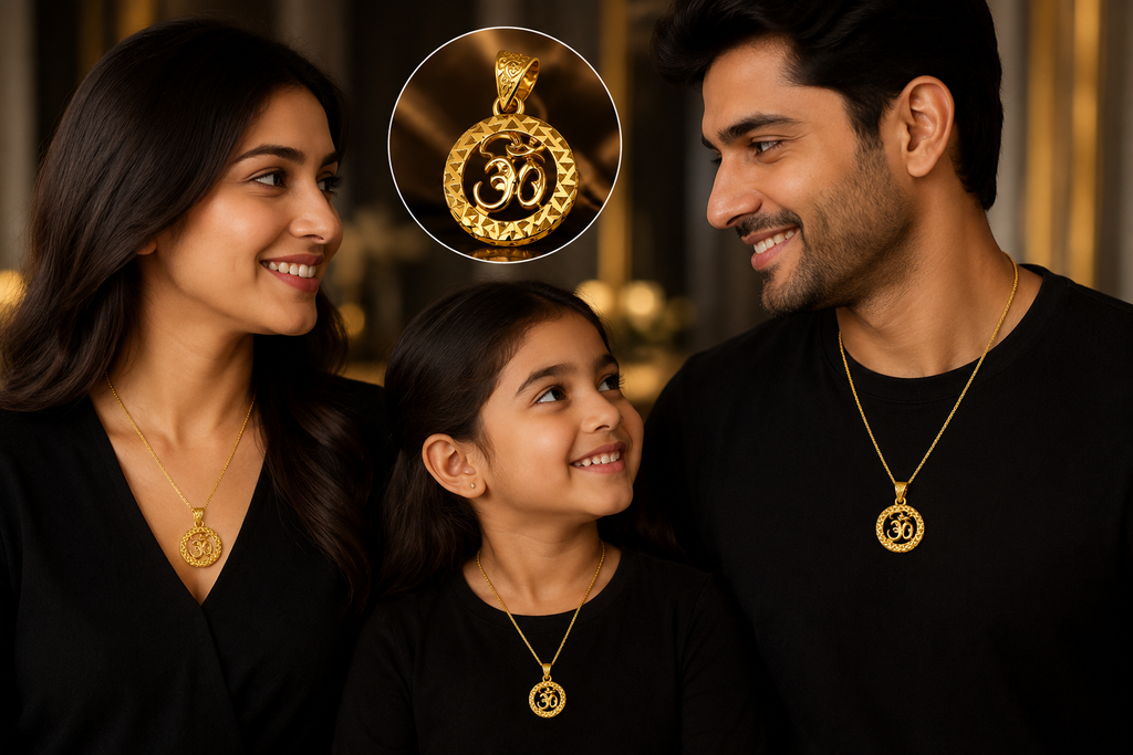 18K Gold Om Divine Round Pendant