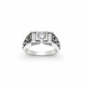 Sterling Silver Geometric Solitaire Ring for Men