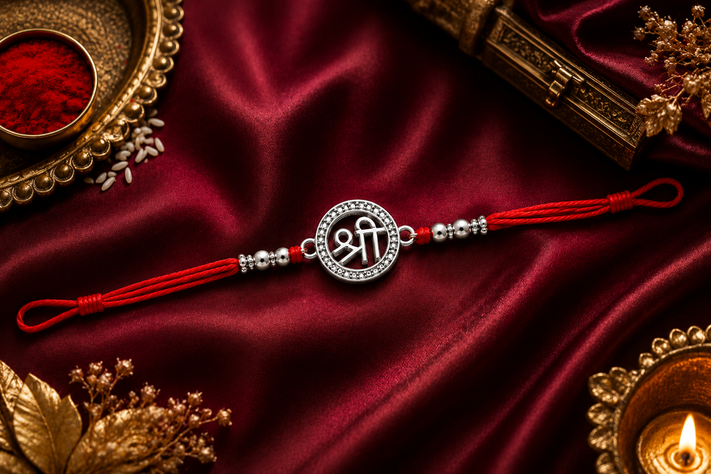 Shri Rakhi – Silver Om Raksha Bandhan Rakhi