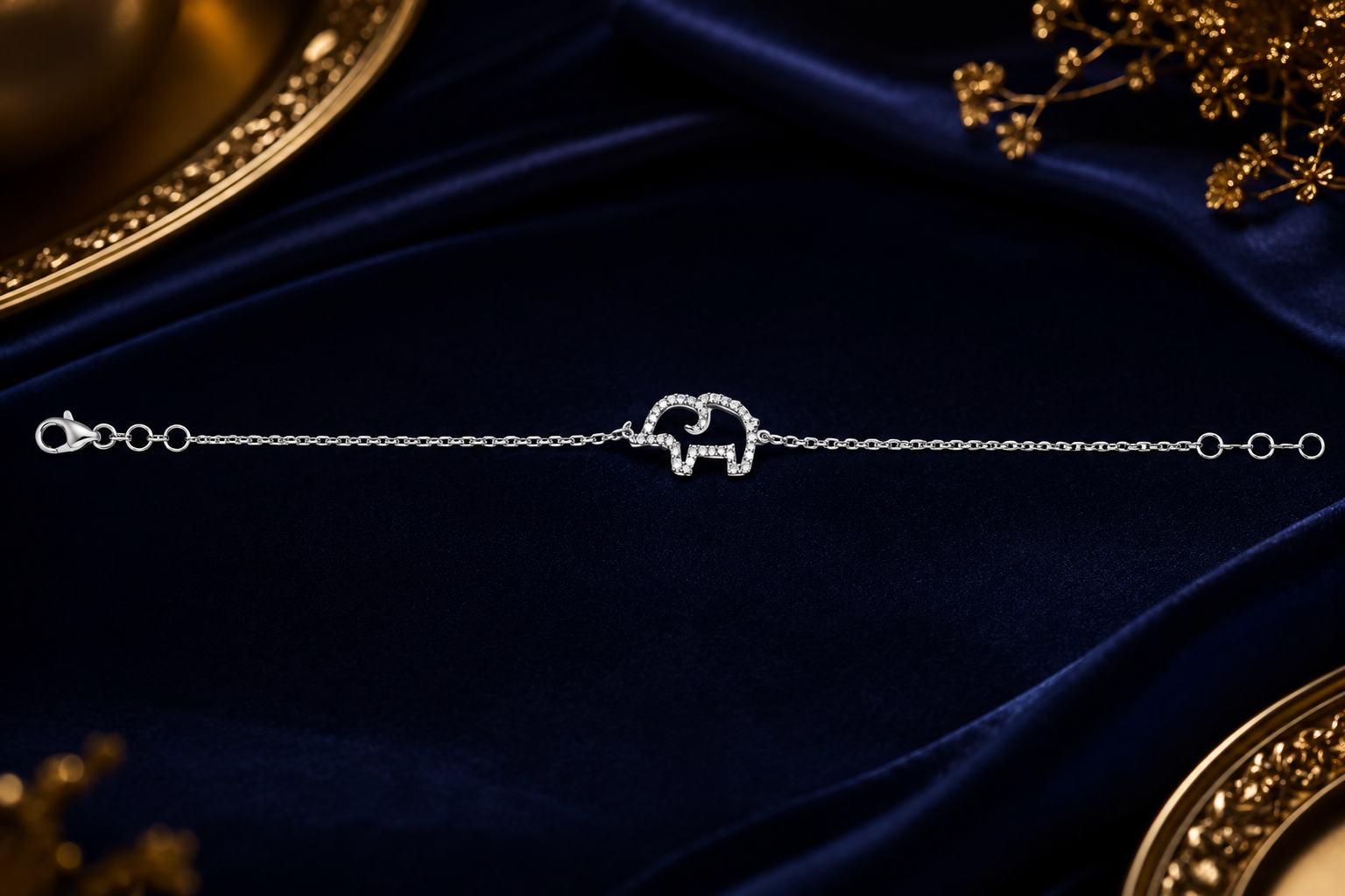Sparkling Elephant Charm Silver Bracelet Rakhi For Boys