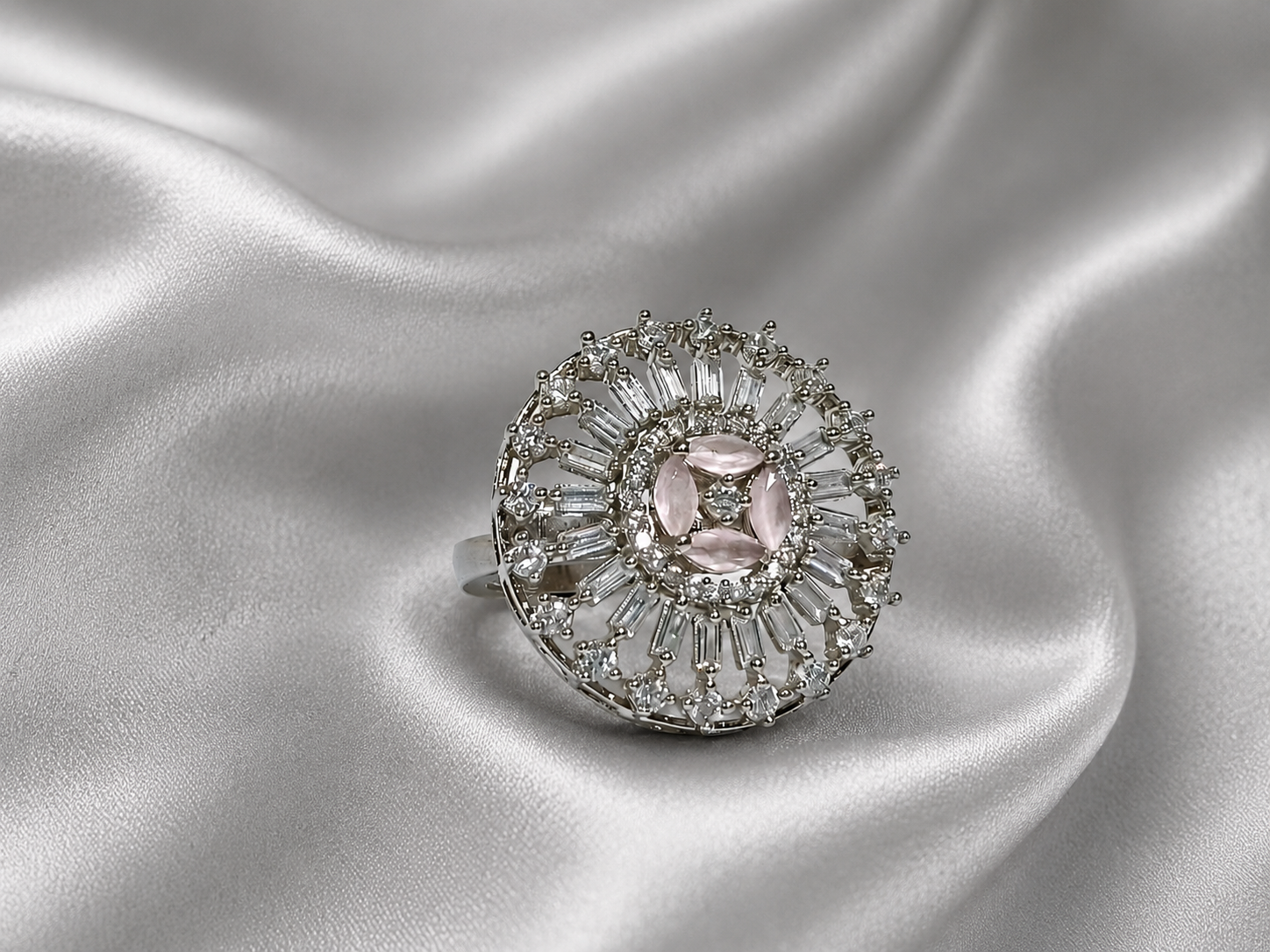 Kritharth Jewels Blush Bloom Crystal Statement Ring
