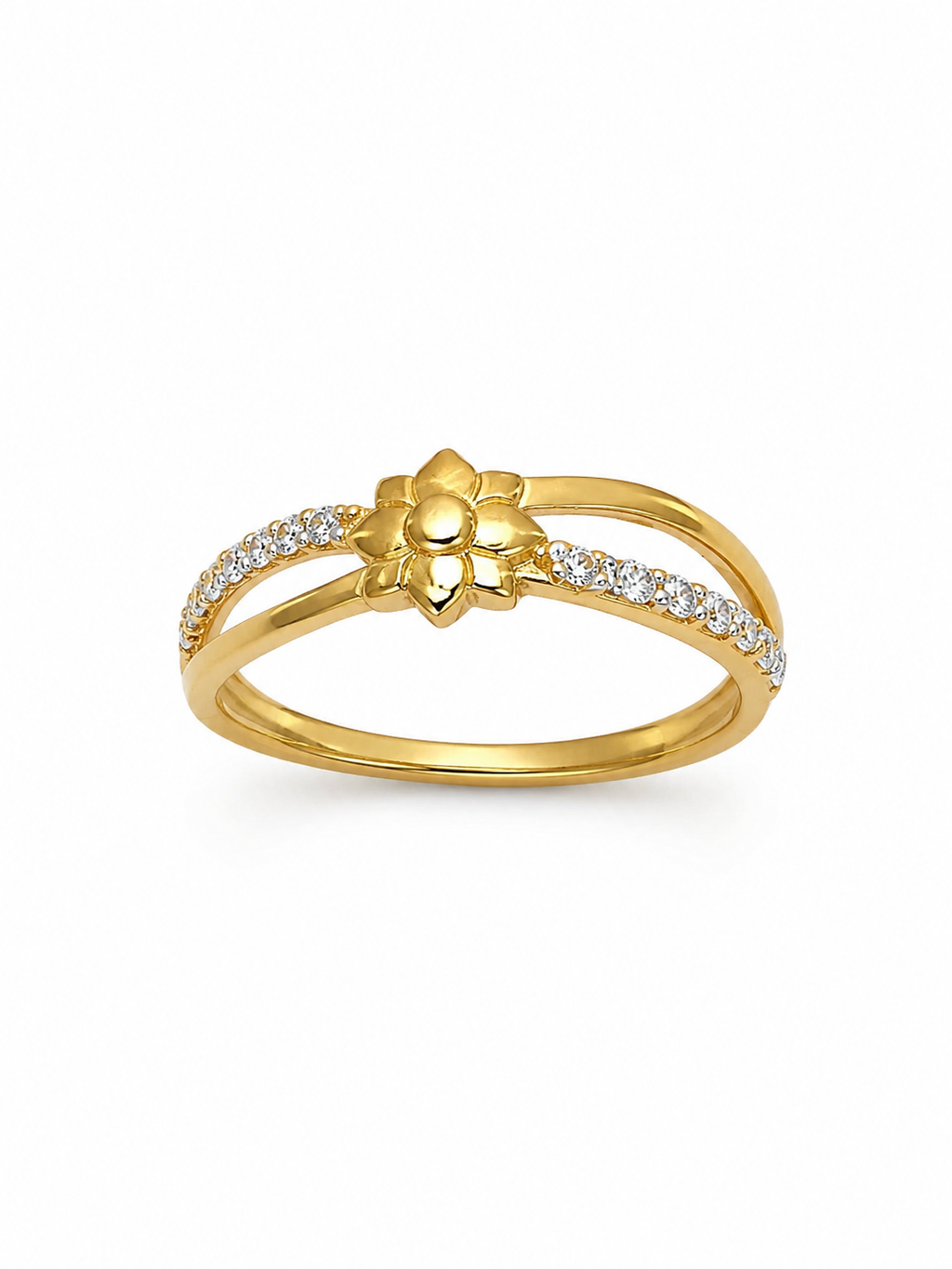 Elegant Floral CZ Gold Ring for Women
