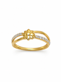 Elegant Floral CZ Gold Ring for Women