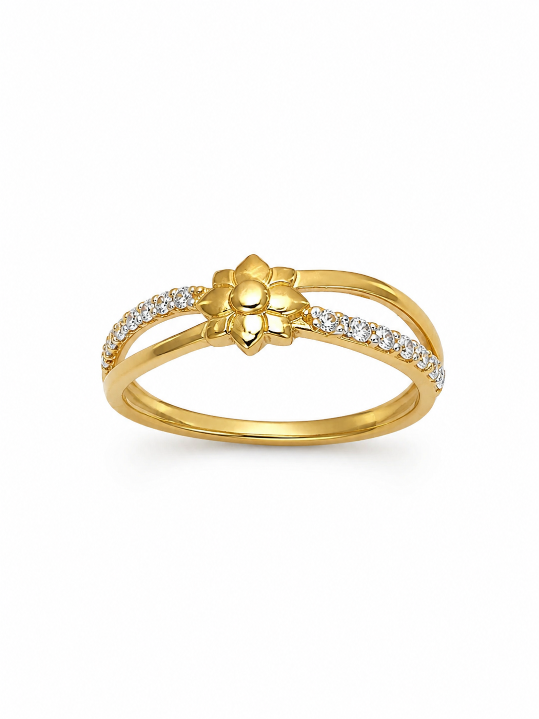 Elegant Floral CZ Gold Ring for Women