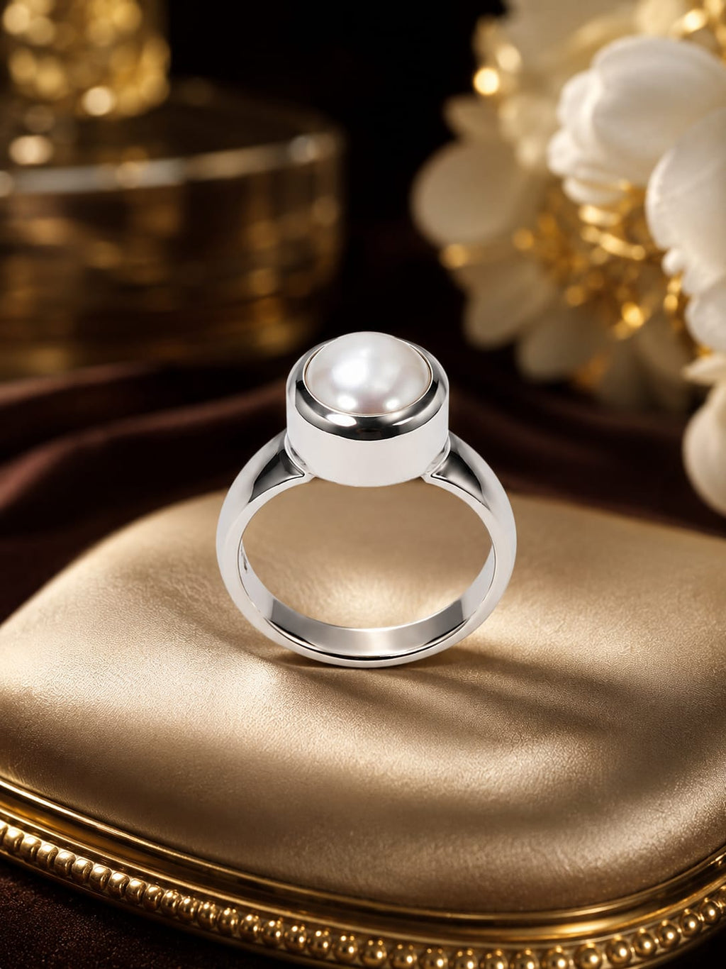 Kritharth Jewels 925 Sterling Silver Freshwater Pearl Solitaire Ring