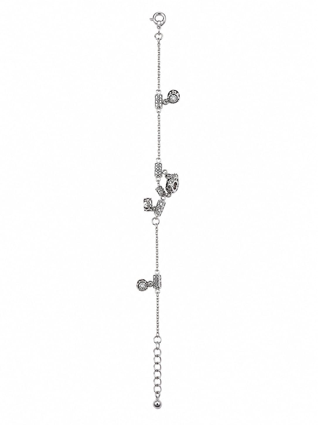 925 Sterling Silver Multi-Charm Adjustable Bracelet for Women