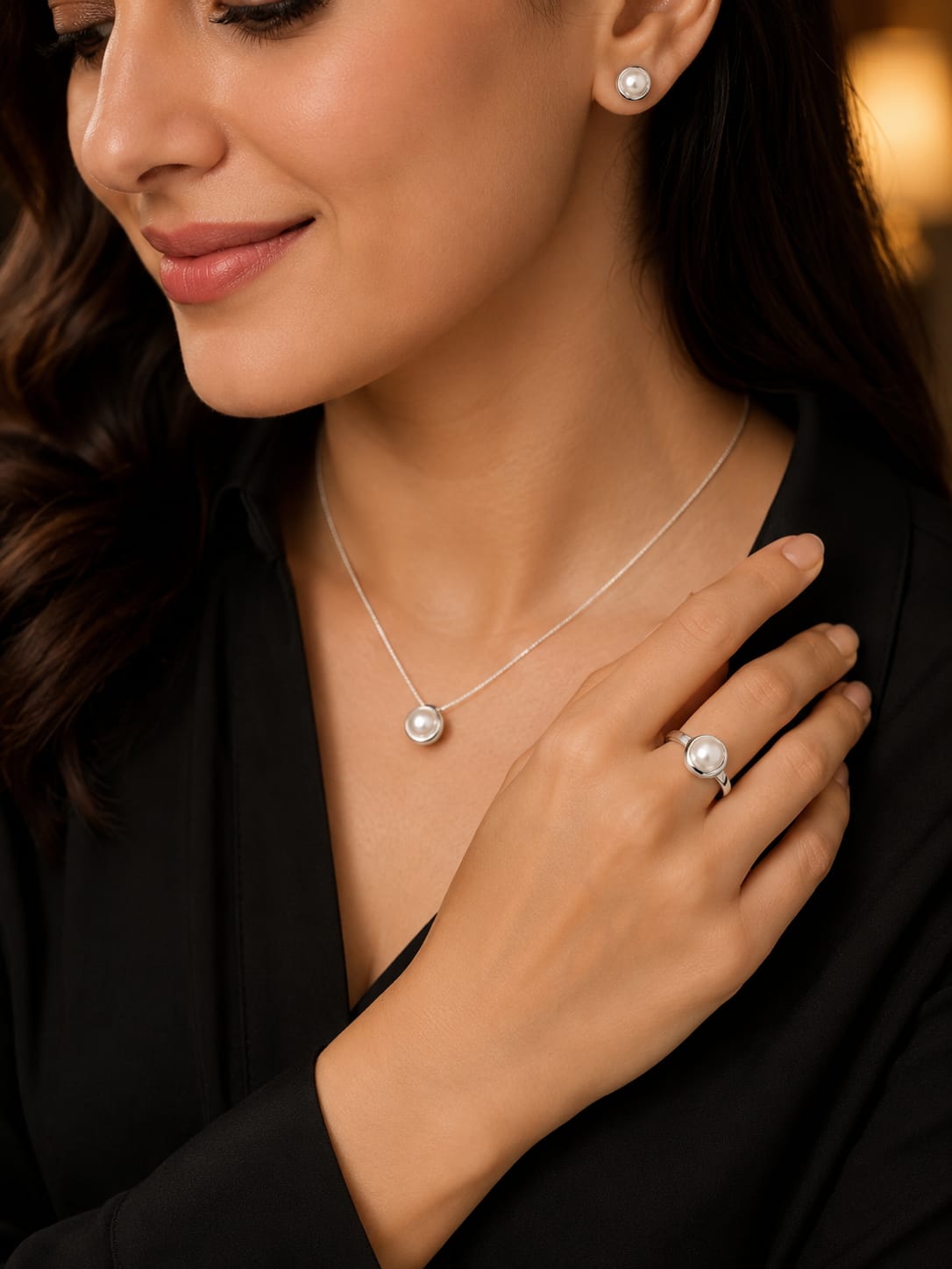 Kritharth Jewels 925 Sterling Silver Freshwater Pearl Solitaire Ring