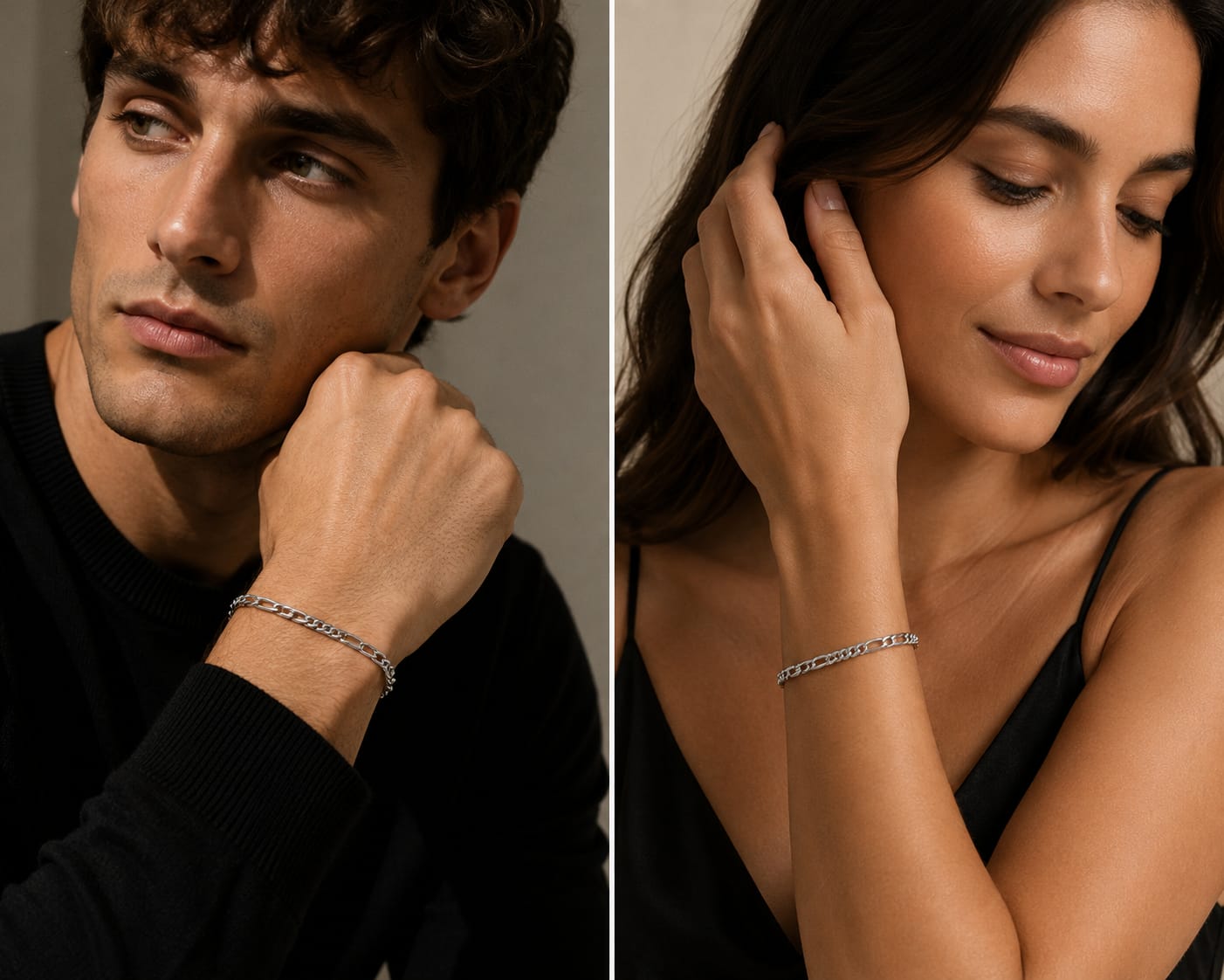 Figaro Link  Silver Bracelet For Men and Women