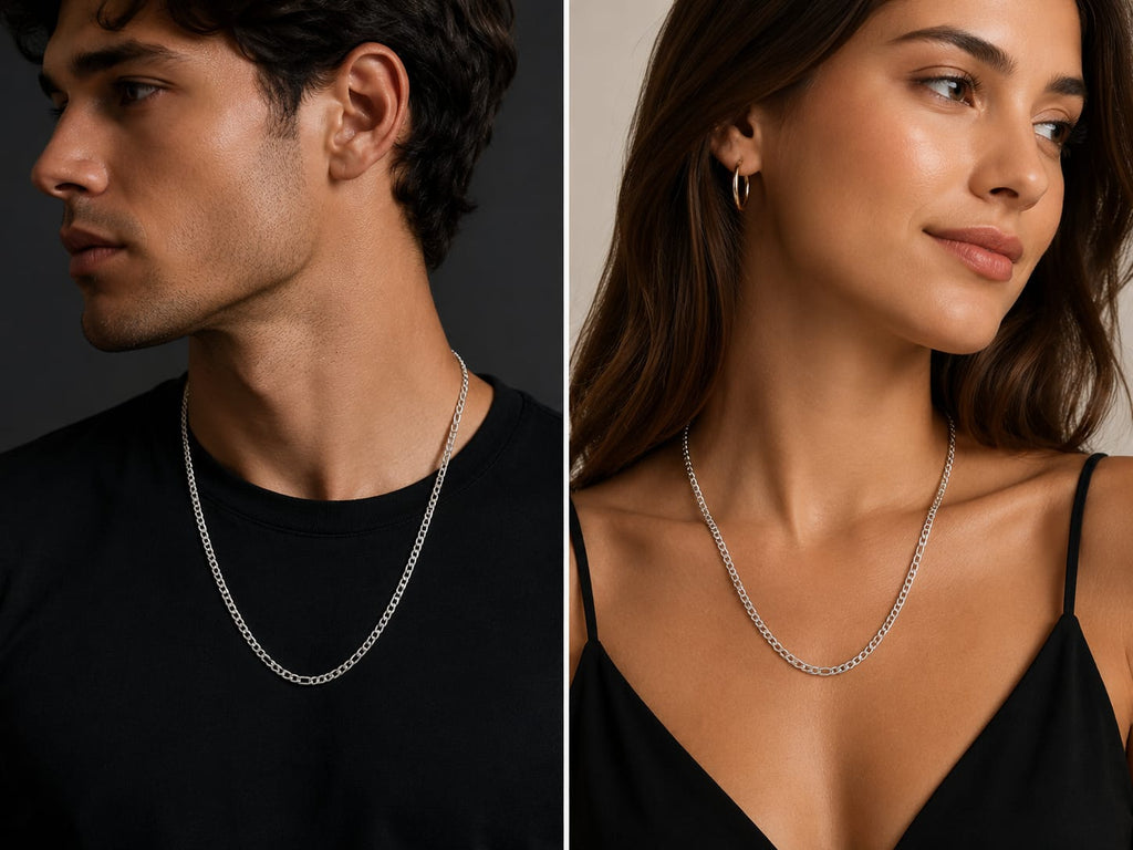 Silver Figaro Link Chain Necklace