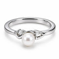 Elegant Pearl Solitaire Ring – Silver-Tone Pearl & Crystal Ring for Women