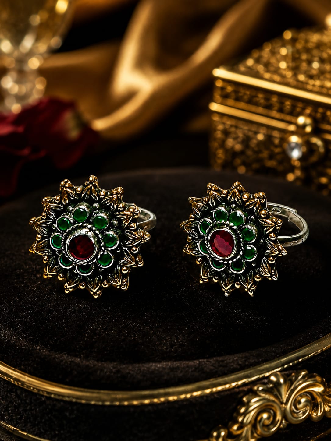 925 Sterling Silver Traditional Floral Toe Rings for Women