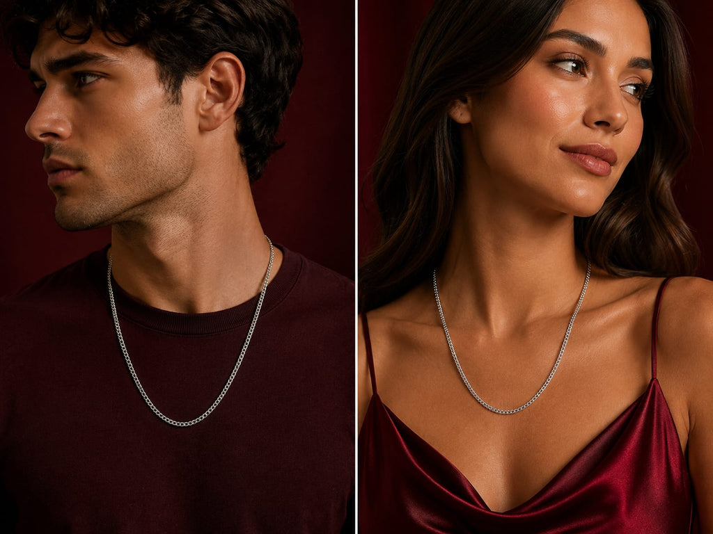 Classic Silver Curb Chain Necklace