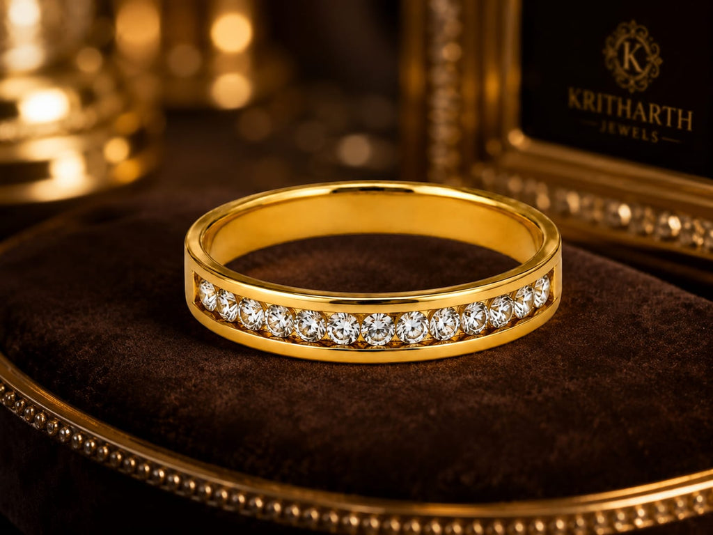 Kritharth Jewels 18K Gold Diamond-Studded Band Ring
