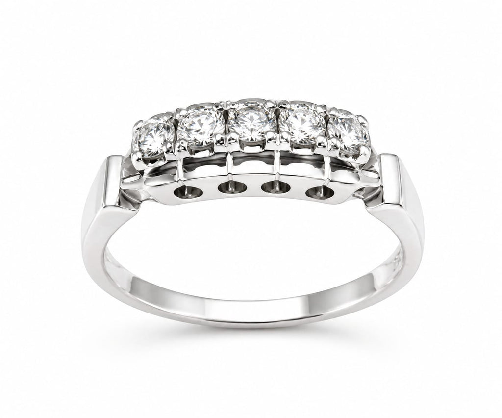 Sterling Silver Five-Stone Diamond Ring for Women