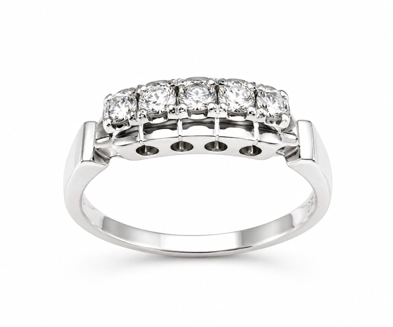 Sterling Silver Five-Stone Diamond Ring for Women