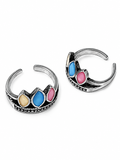Multicolor Teardrop Silver Toe Rings