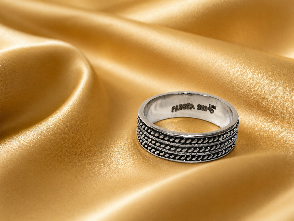 Kritharth Jewels 925 Sterling Silver Braided Band Ring