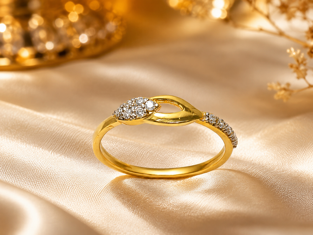18K Gold Diamond Infinity Twist Ring for Women