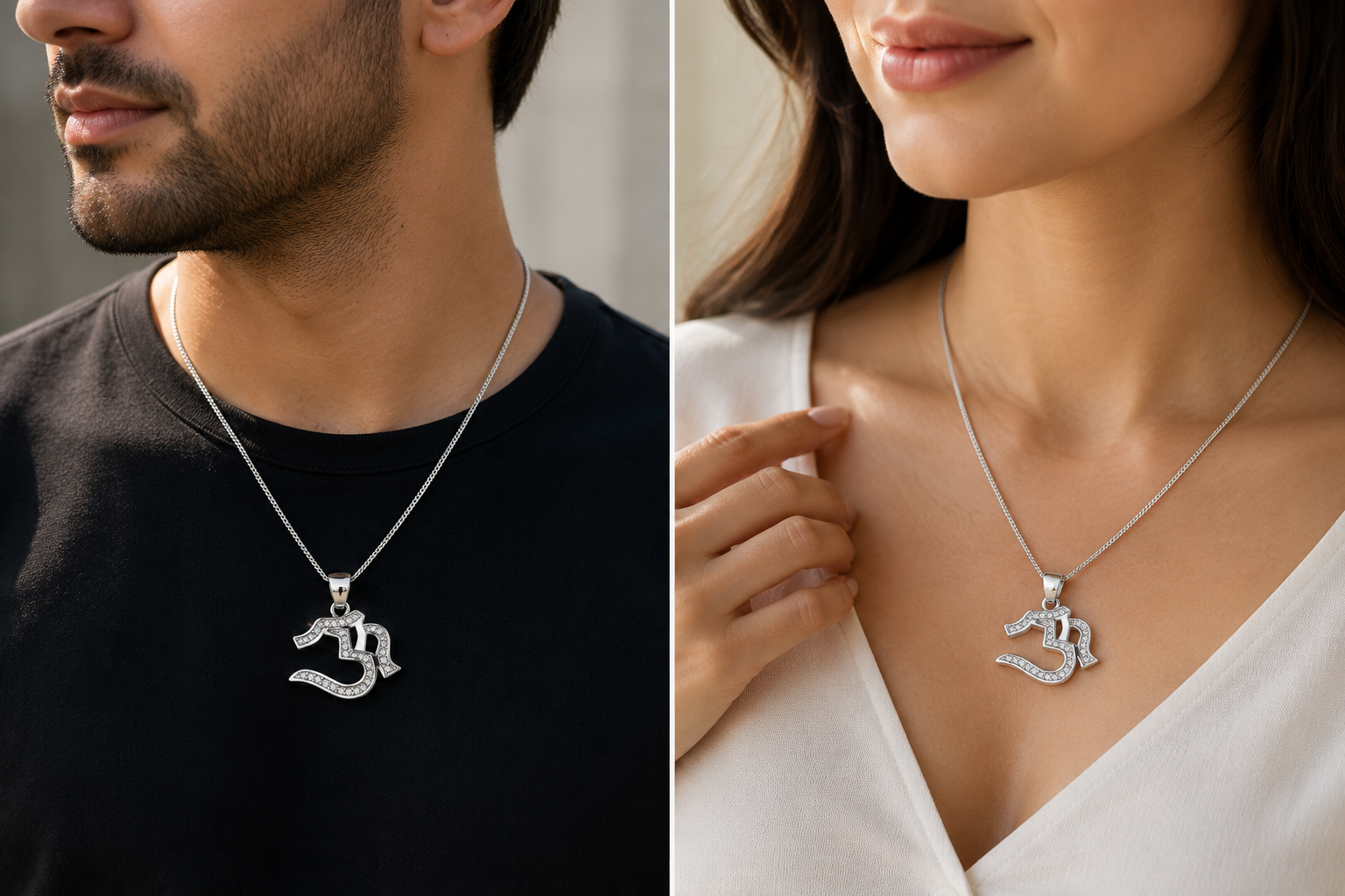 Crystal-Studded Om (ॐ) Pendant