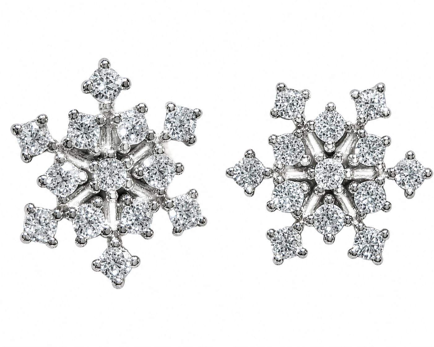 Sparkling Snowflake Crystal Stud Earrings – Silver Plated Winter Collection