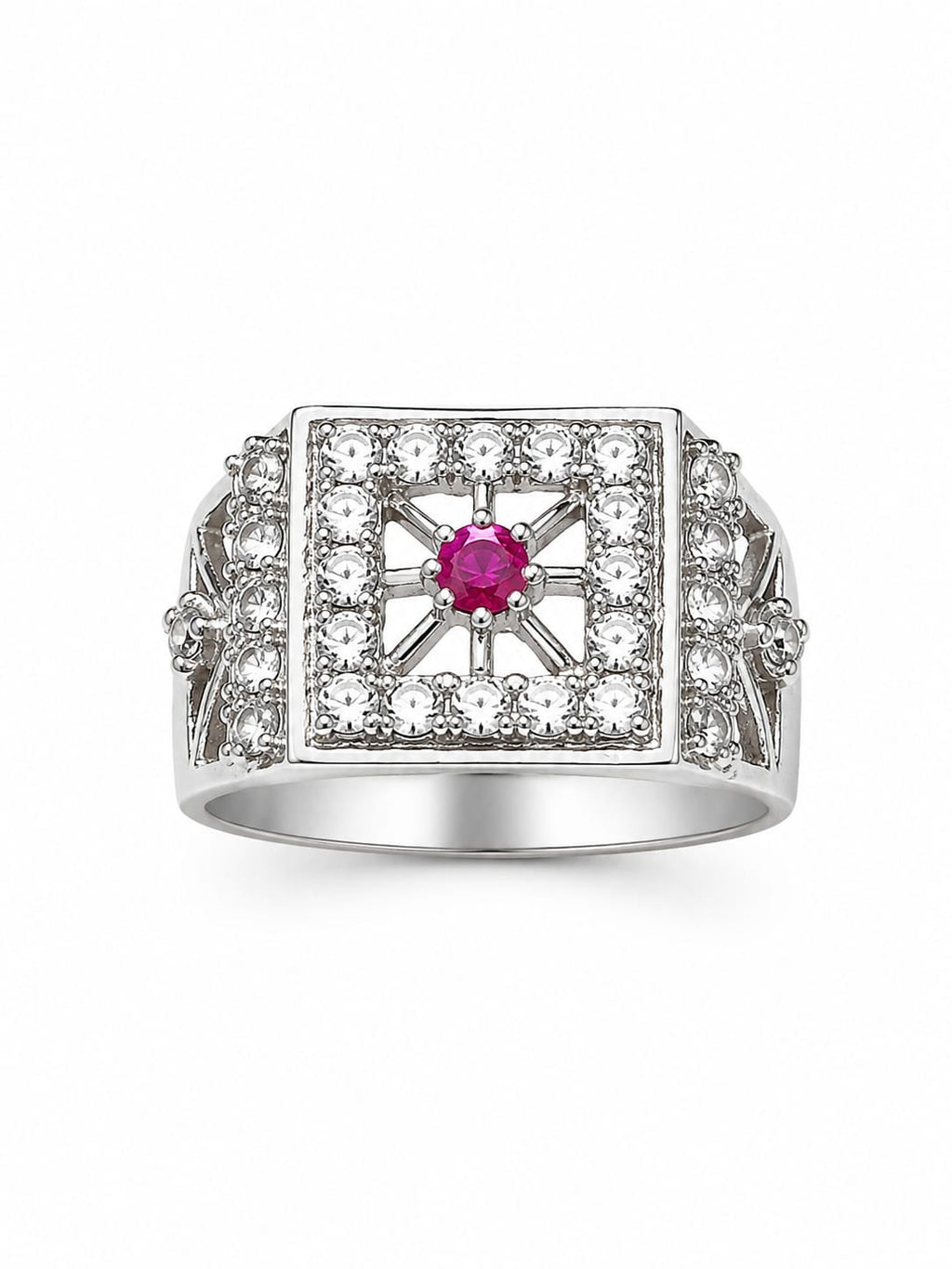 925 Sterling Silver Square Halo Ring for Men