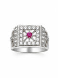 925 Sterling Silver Square Halo Ring for Men