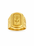 Kritharth Jewels Gold Floral Motif Statement Ring for Men in 22K