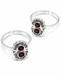 925 Sterling Silver Floral Ruby Toe Rings for Women