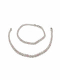 925 Sterling Silver Pink Stone Byzantine Anklet