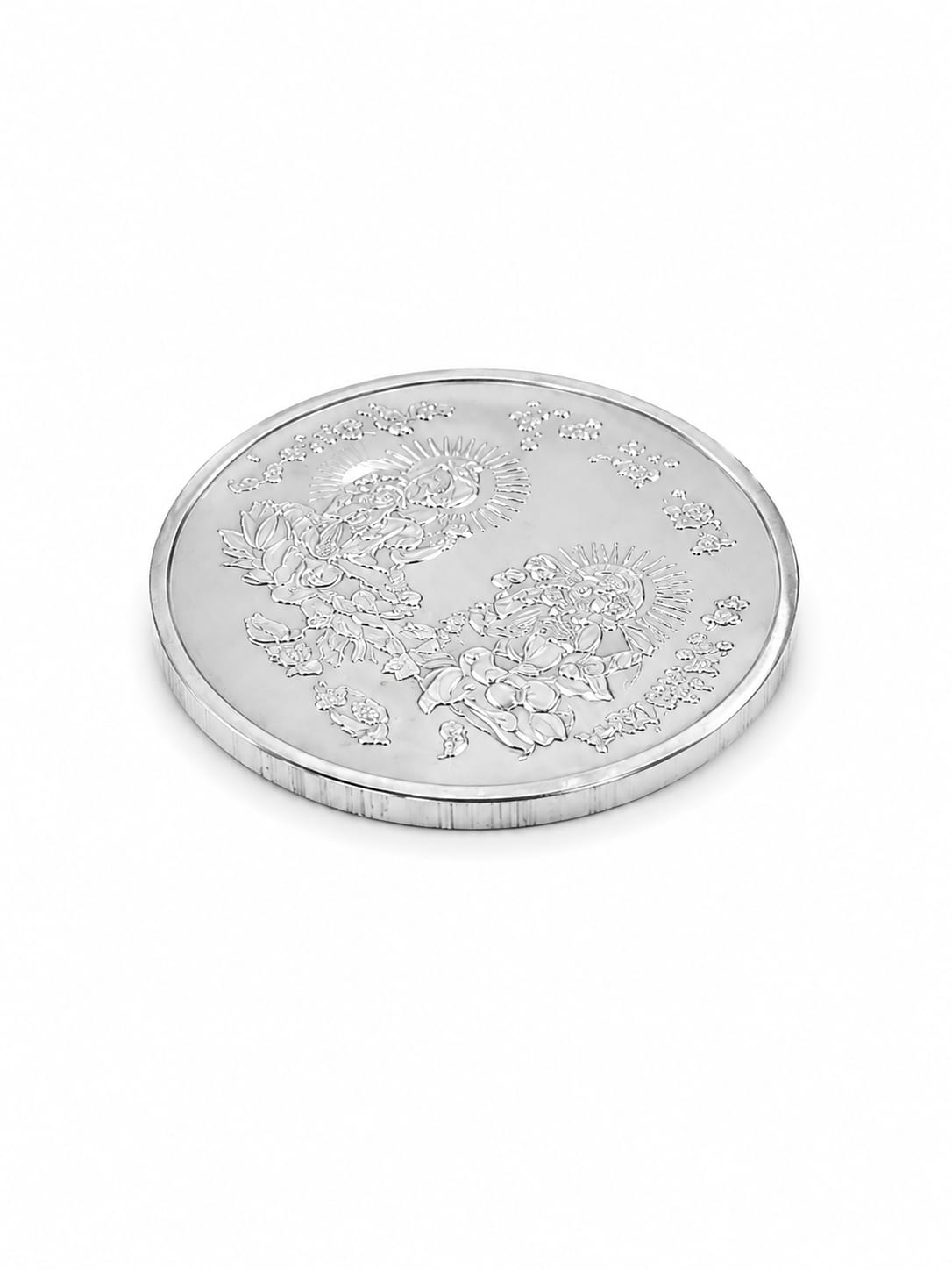 Kritharth Jewels 999 Pure Silver Lakshmi Ganesha Divine Coin