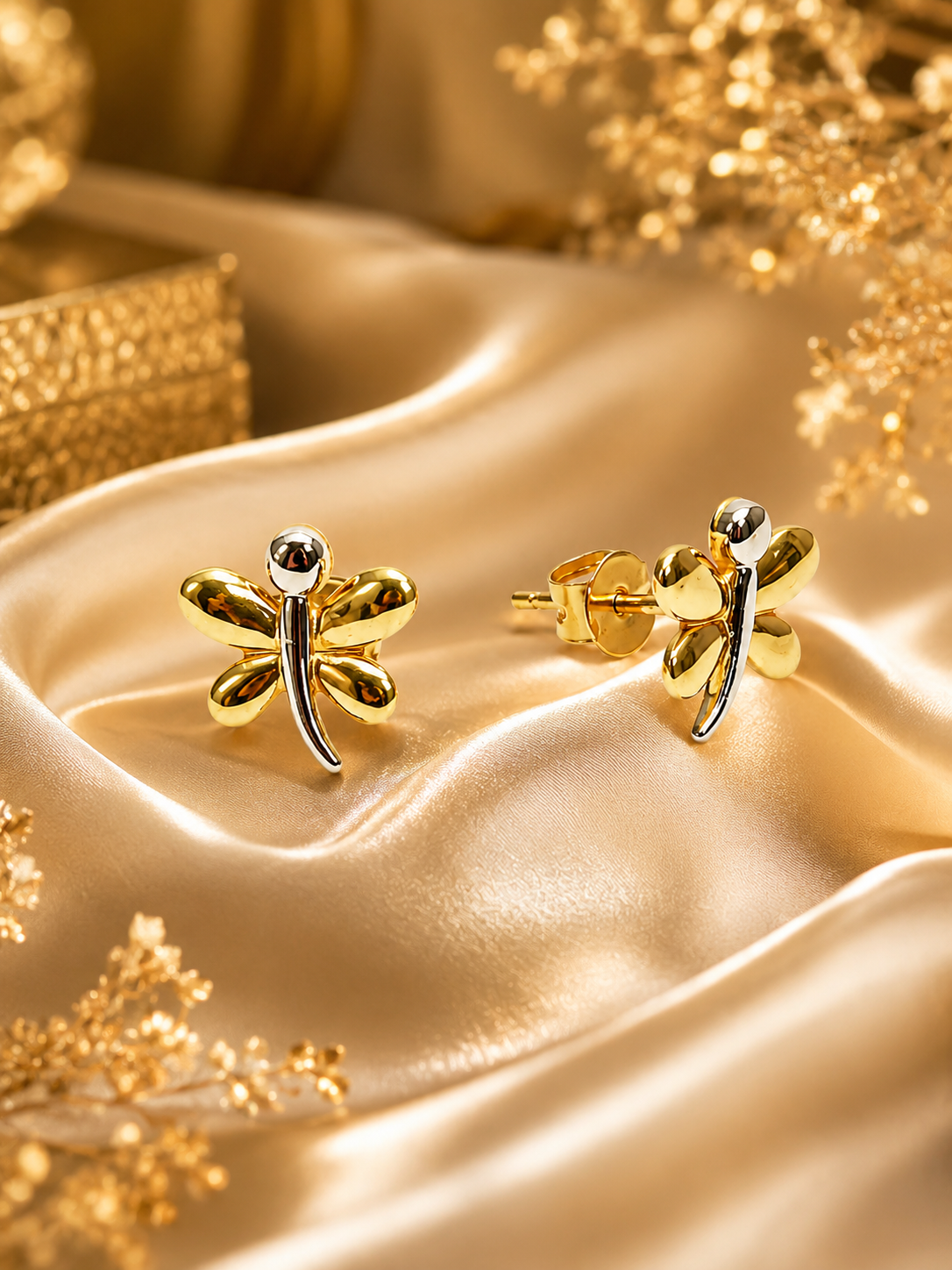 Elegant Gold-Tone Dragonfly Stud Earrings for Women