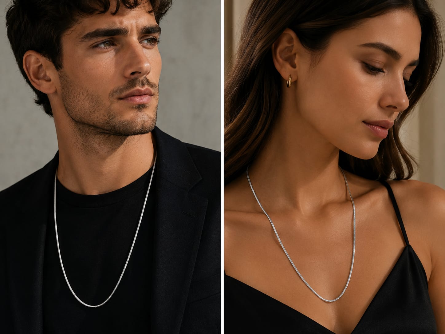 Silver-Tone Snake Chain Necklace – Minimalist Unisex Jewelry