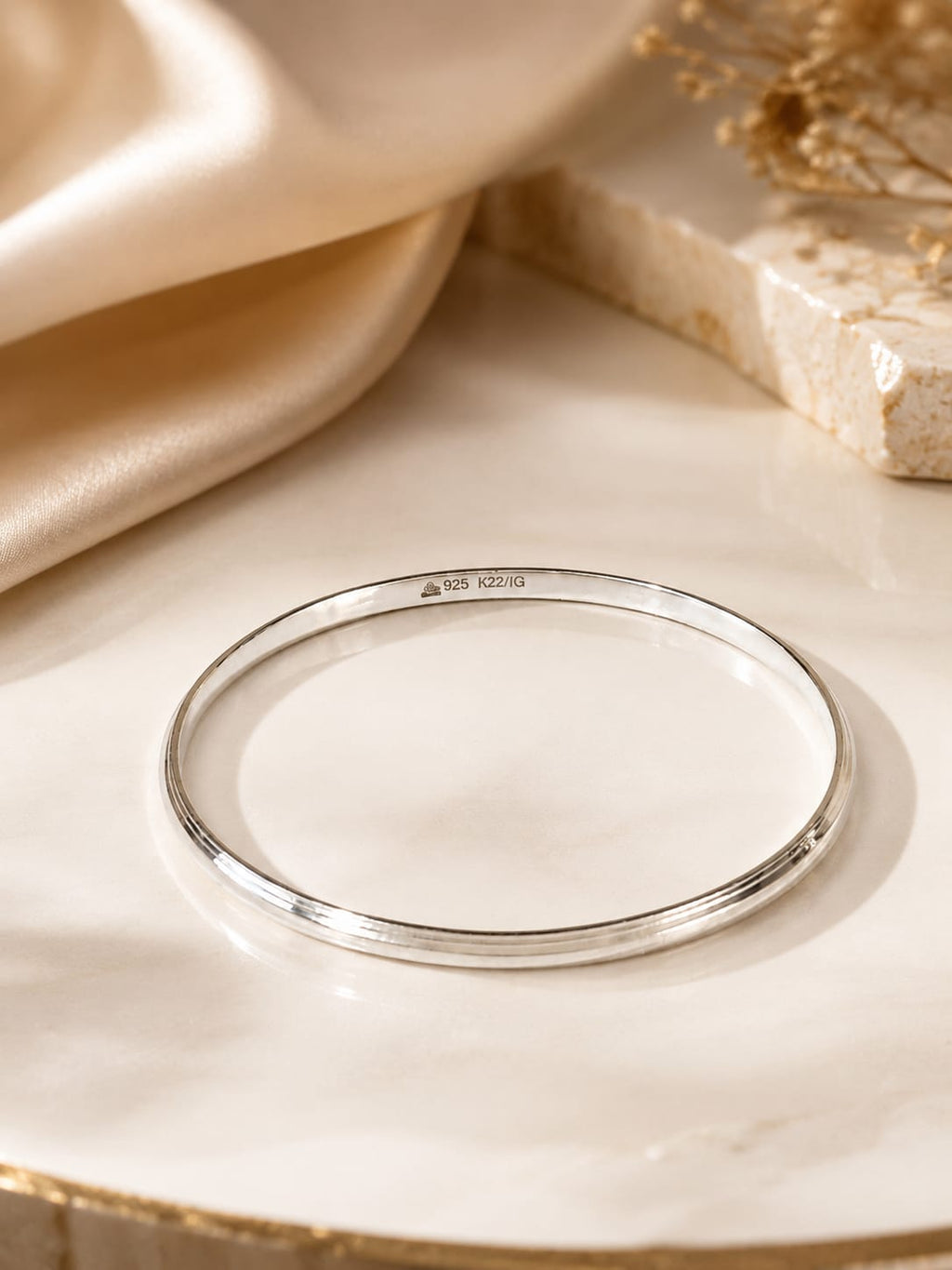 925 Sterling Silver Sleek Groove Bangle for Men