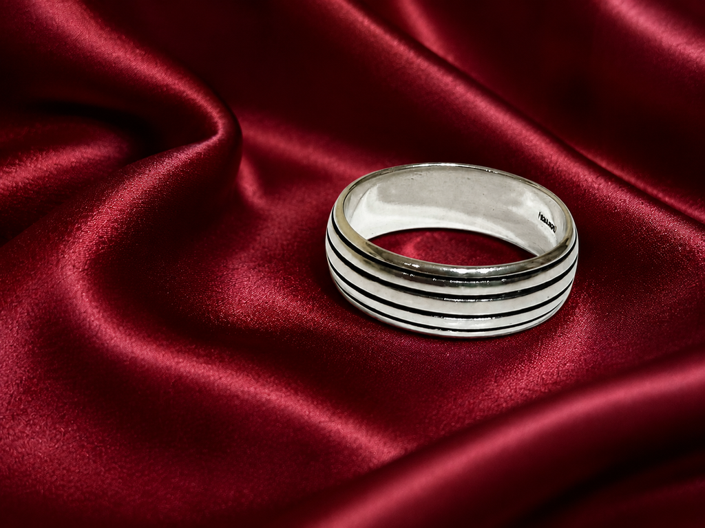 Kritharth Jewels Sterling Silver Striped Band Ring
