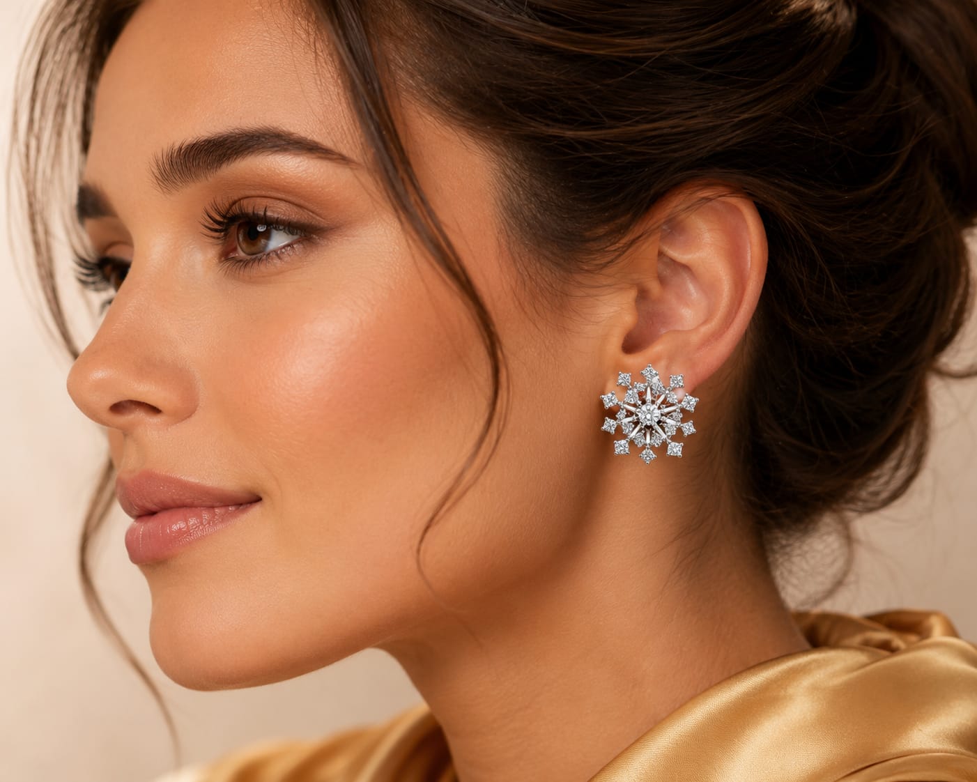 Sparkling Snowflake Crystal Stud Earrings – Silver Plated Winter Collection