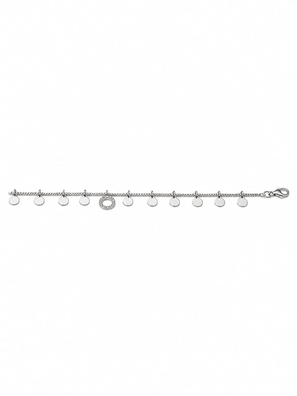 925 Sterling Silver Circle Charm Bracelet for Women