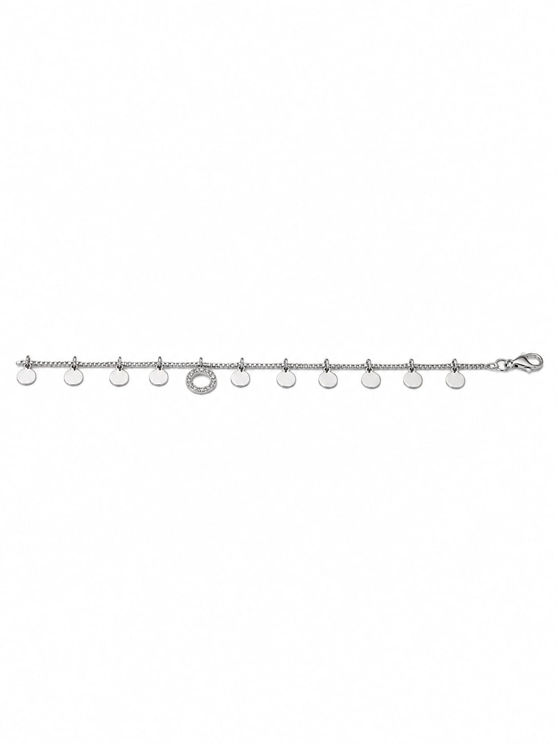 925 Sterling Silver Circle Charm Bracelet for Women