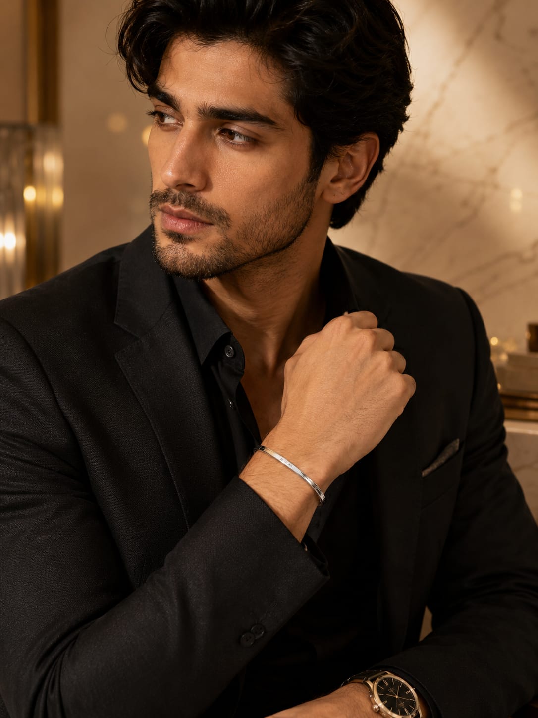925 Sterling Silver Sleek Groove Bangle for Men