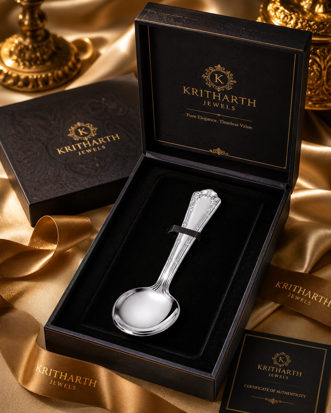 Kritharth Jewels 999 Pure Silver Baby Feeding Spoon