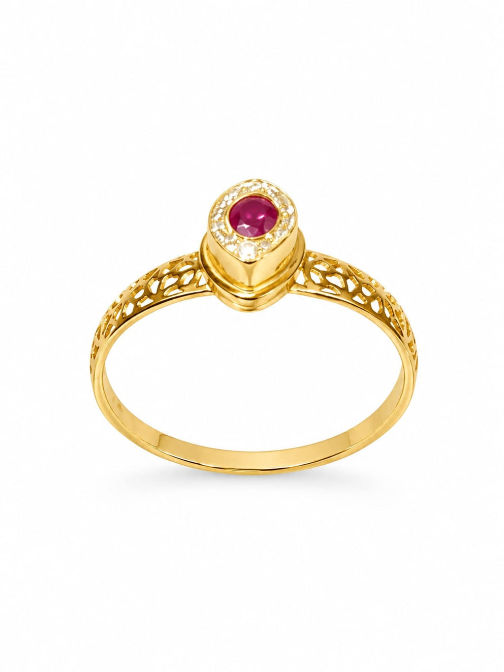 Kritharth Jewels Ruby Halo Gold Ring