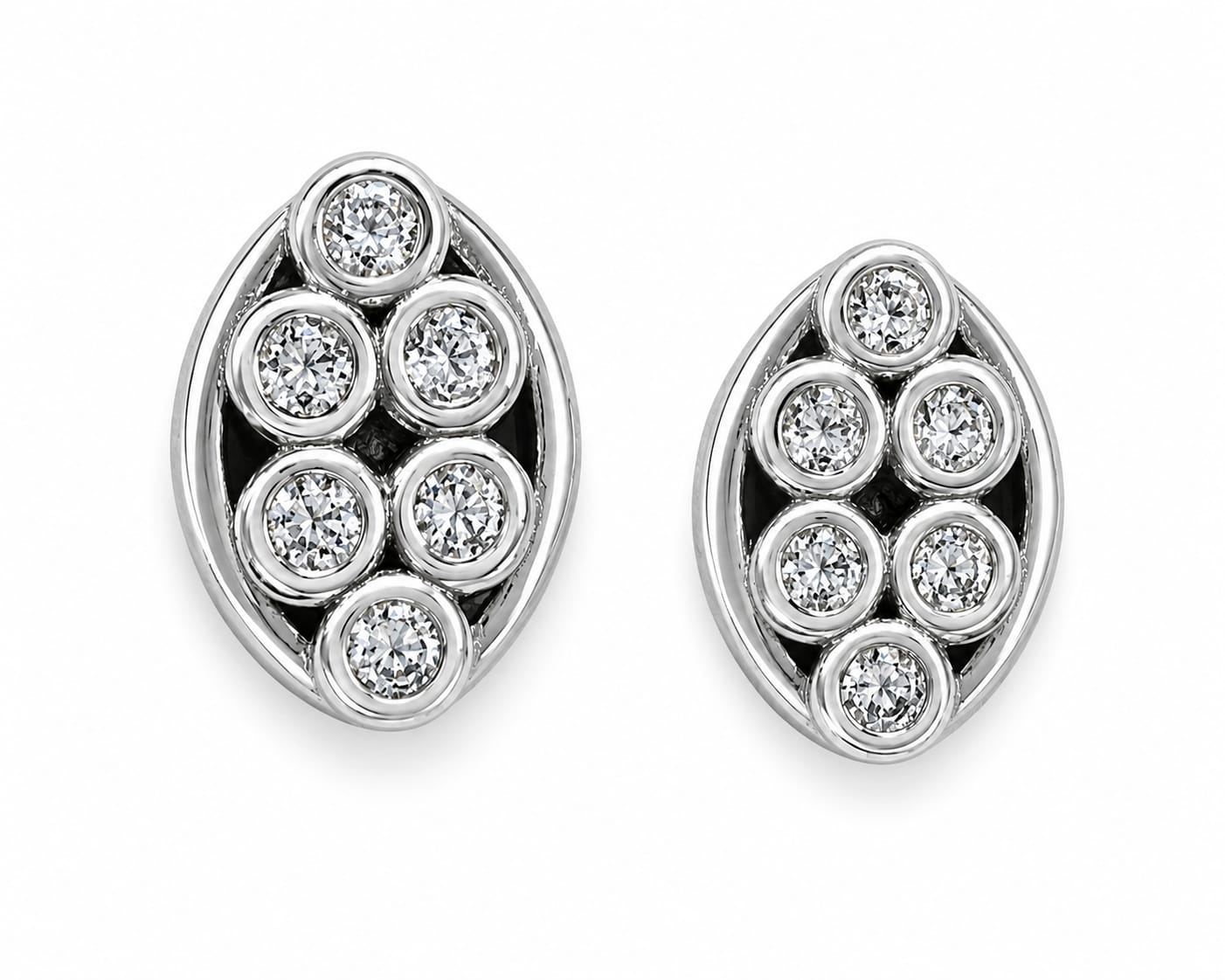 Elegant Marquise Crystal Cluster Stud Earrings – Silver Plated Luxury Collection