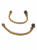 Traditional Oxidised Silver Anklets with Antique Gold Bead Tassels