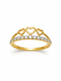 18K Gold Triple Heart Diamond Ring for Women