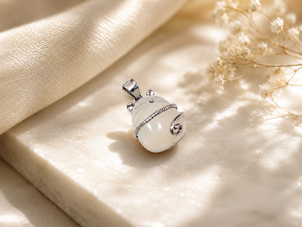 White Gemstone Cage Pendant