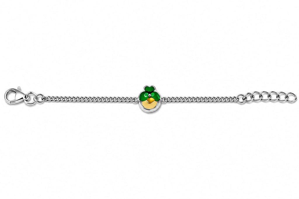 Silver Green Floral Charm Bracelet