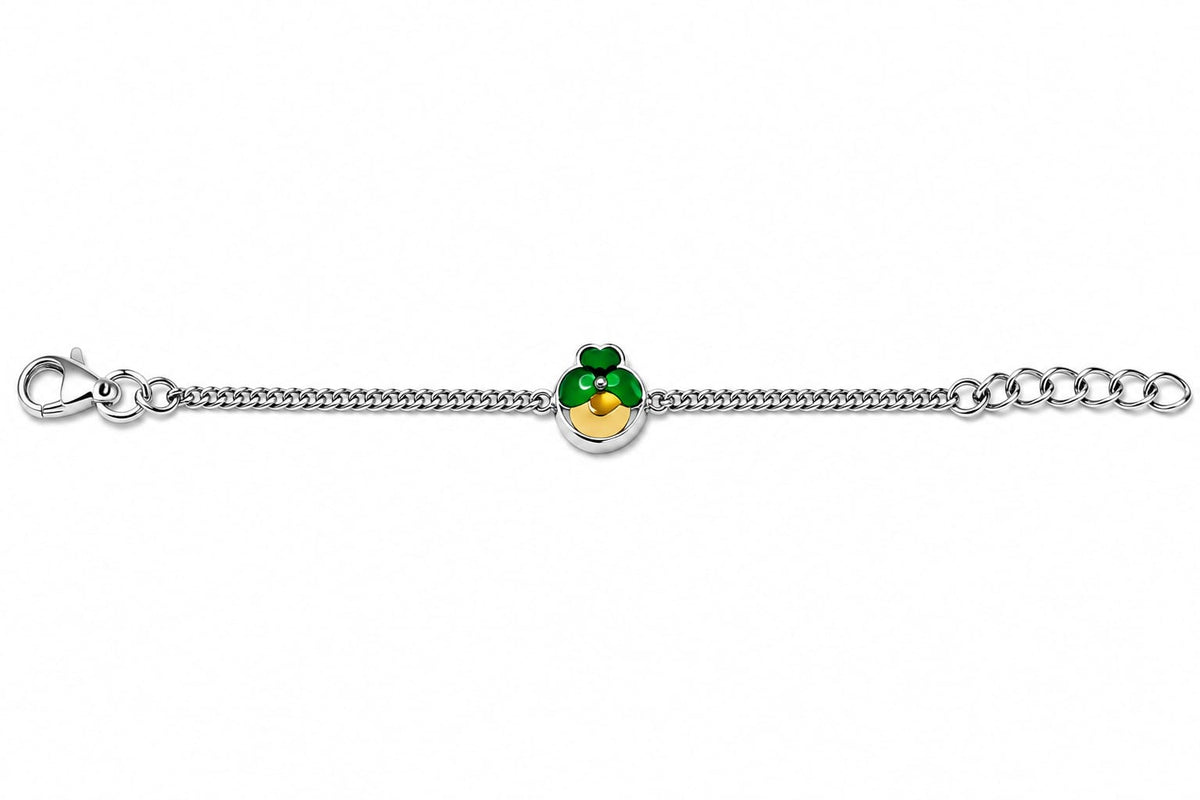 Silver Green Floral Charm Bracelet