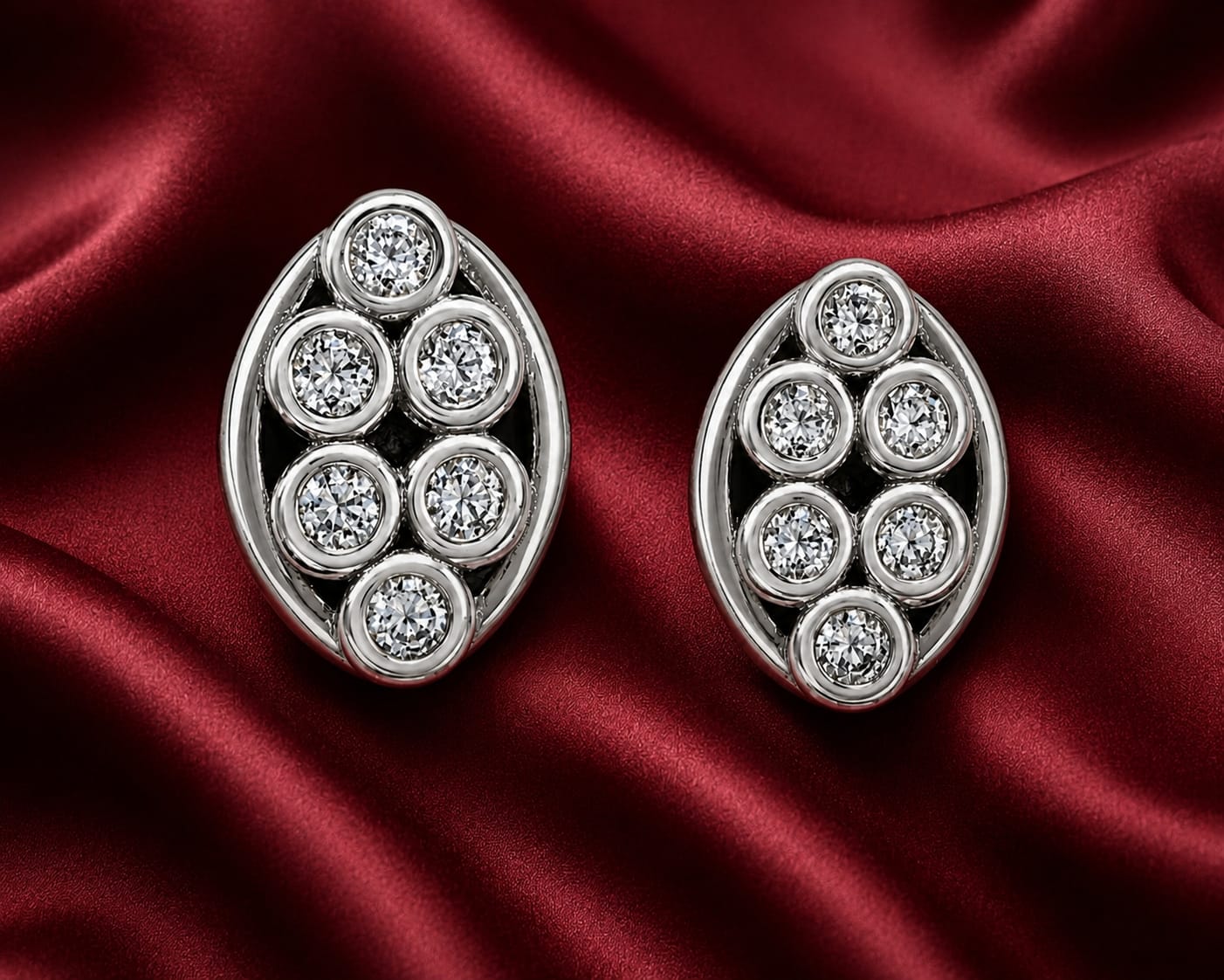 Elegant Marquise Crystal Cluster Stud Earrings – Silver Plated Luxury Collection