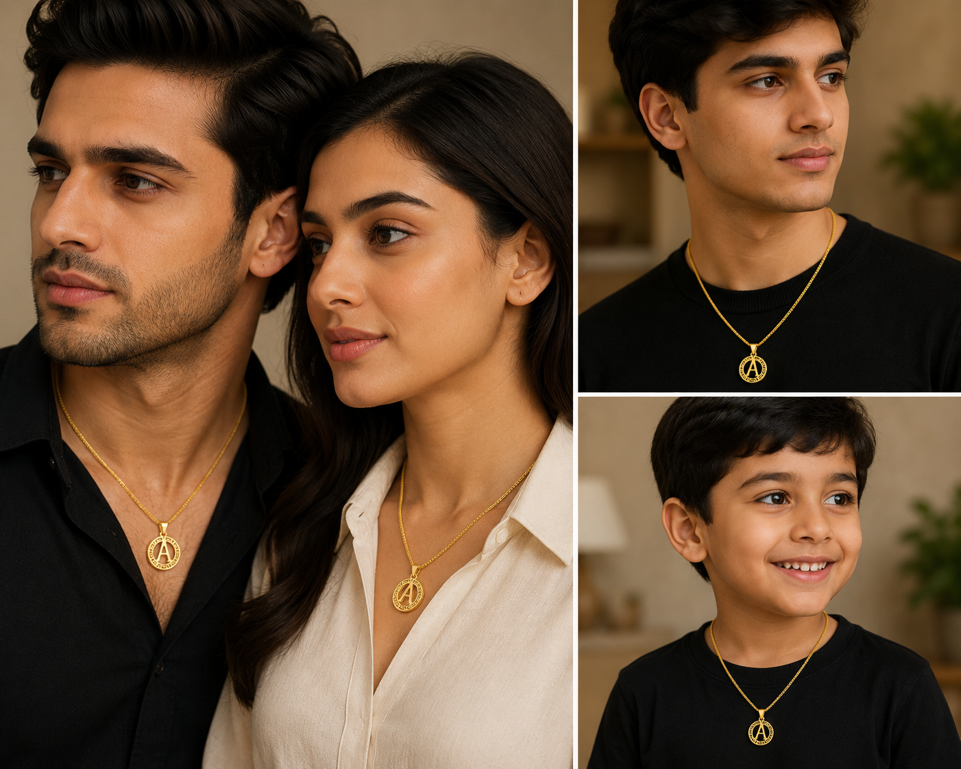 Gold Initial "A" Circle Pendant
